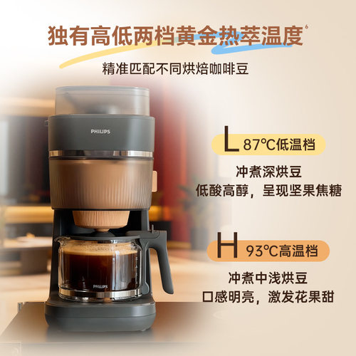 飞利浦美式咖啡机HD7997全自动家用豆粉两用现磨研磨一体机HD7781 - 图2