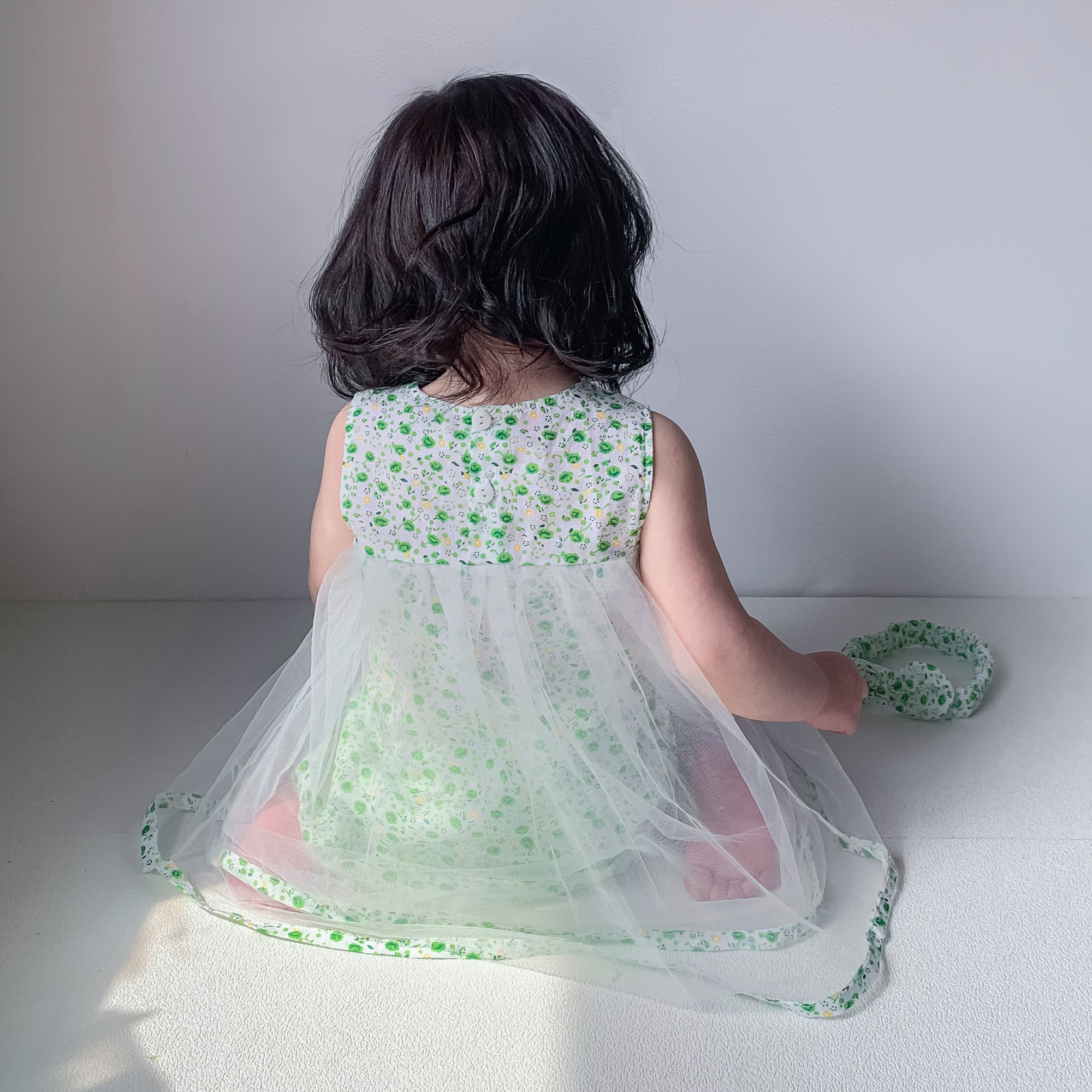 女宝宝夏装连衣裙0-2岁婴儿绿色小清新碎花网纱公主裙ins薄款裙子,淘宝优惠券,粉丝福利购,淘宝优惠卷