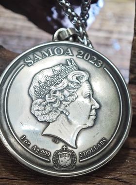 【币风堂】萨摩亚猛虎银币照片记忆盒吊坠挂件圣诞节送情侣礼物