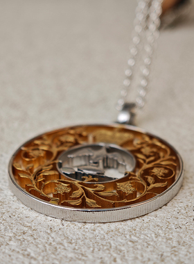 英国一克朗银币镂空吊坠双拼色