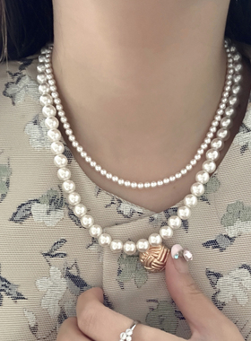 Siaon 新中式施家珍珠项链女38cm锁骨链2025春夏新款轻奢8mm650白