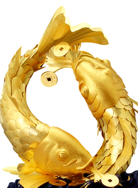 24k足金箔摆件双鱼吉庆新人结婚