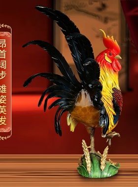 大吉大利黄铜彩金鸡摆件吉祥物