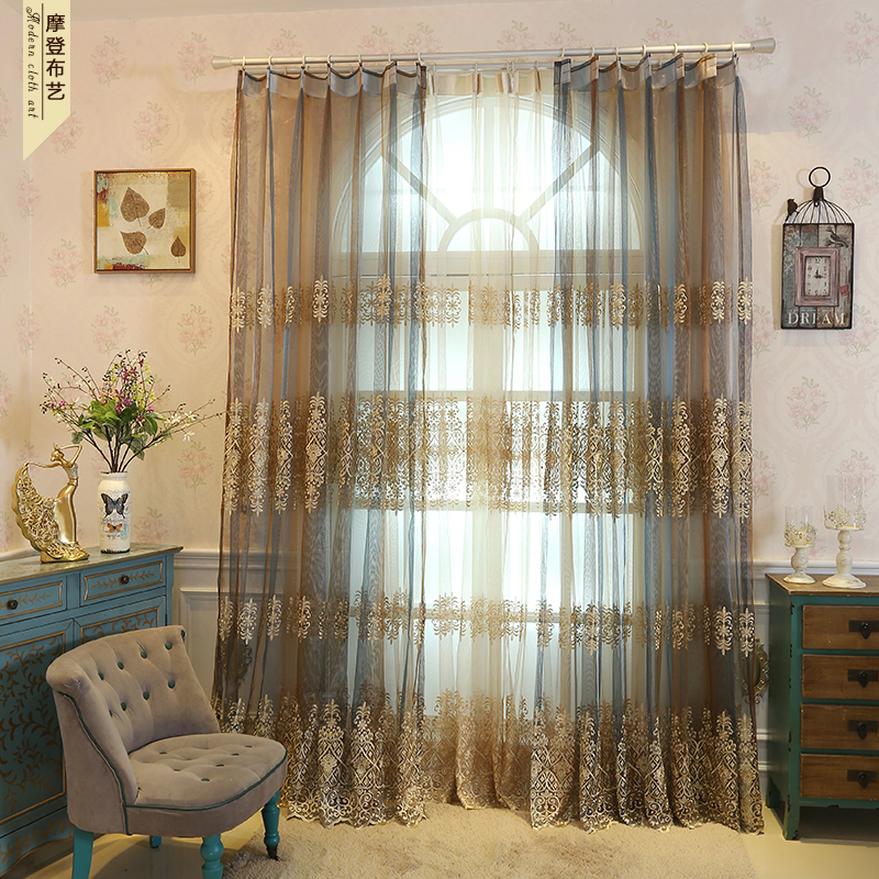 新品包邮欧式高档水溶绣花纱帘客厅阳台卧室飘窗纱成品定制窗帘,淘宝优惠券,粉丝福利购,淘宝优惠卷