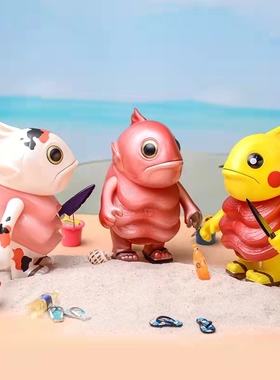 豆芽社长鲔鱼鲸手办小鲸鱼模型三文鱼居酒屋日本料理餐厅店铺摆件