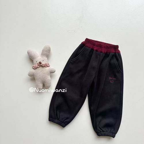 糯米丸子儿童卫裤2025年冬款韩系裤腿收口字母加绒卫裤 - 图2