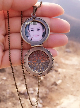 diy私人纯铜长款镂空圆形毛衣链