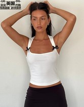 Motel Rocks womens clothing UK straight mail UO new vintage Jinisto white low collar tight vest