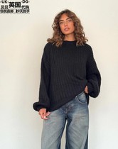 Motel Rocks Womens Clothing UK Direct Mail UO New Pint Daren Black Loose Pile Sleeves Sweaters