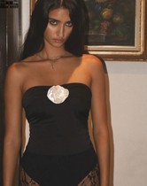 Motel Rocks Womens Clothing UK Direct Mail UOASTRUM Rose Black Smear Satin Top