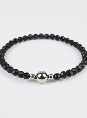 极简天然黑曜石补水手链极细