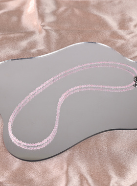 极简原创天然粉晶小米珠磁扣项链