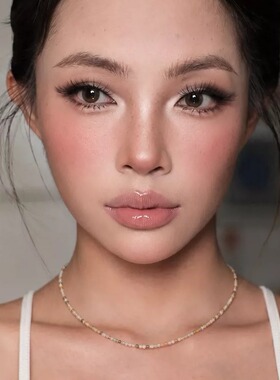 拾年书生 杏晖2mm极细天然橙月光石切面S925金隔珠欧美辣妹锁骨链