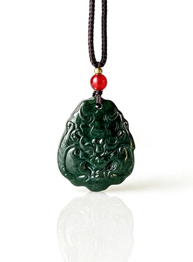 天然和田青玉仿古兽面守护吊坠