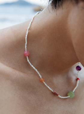 okkkkbang天然石马蹄螺锁骨链