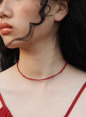 本命年红色情侣天然石项链手链