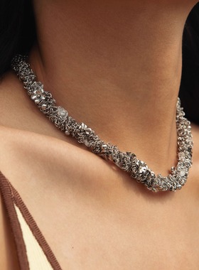 Okkkkbang原创金属编织繁花项链