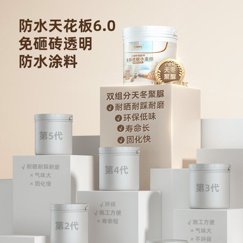 三棵树聚脲透明防水胶室内外裂缝卫生间专用涂料免砸砖材料渗透剂 - 图0