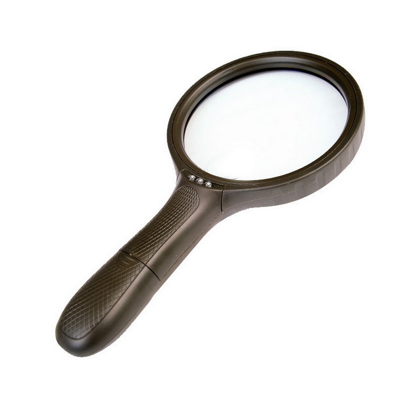 手持式扩大镜10倍大镜片带光源led灯老人 阅读放大镜 100mm送父母 - 图0