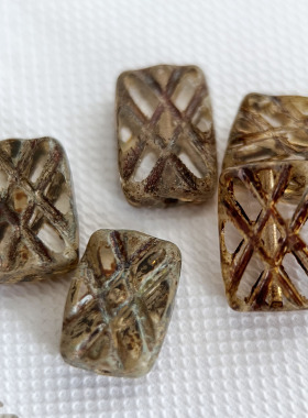 独家颜色捷克进口菱格纹方块珠