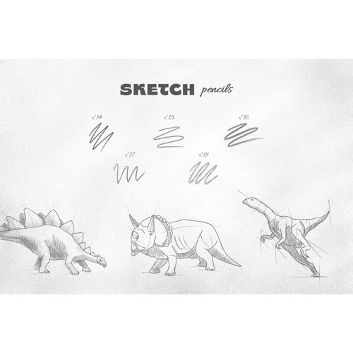 专业铅笔素描PS笔刷素材套装草图起稿速写线描手绘插画软硬笔噪点 - 图1