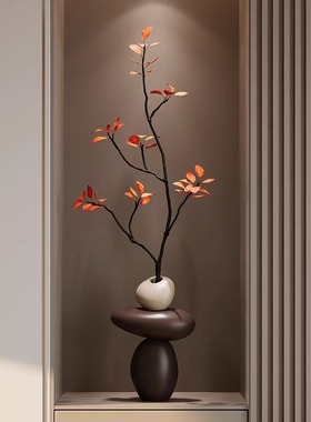 入户玄关装饰摆件仿真绿植花瓶客厅电视柜装饰品新款家用简易