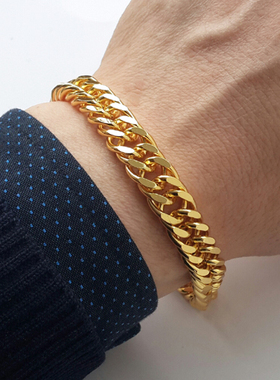 镀金手链铜镀24K真金土豪国潮男