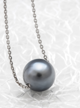 简约黑珍珠925纯银套链日韩女