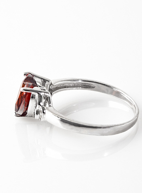 红水晶925纯银戒指心爱心形女