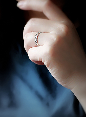 镂空戒指925纯银复古女可调节