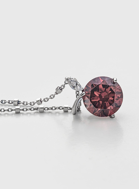 绛红水晶苹果镶嵌吊坠轻奢项坠女