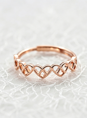 心形女纯银韩版戒指活口可调节