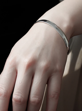 光面手镯999足银精致秀气个性女