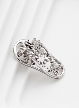 925银雪花镂空拖鞋小众吊坠女