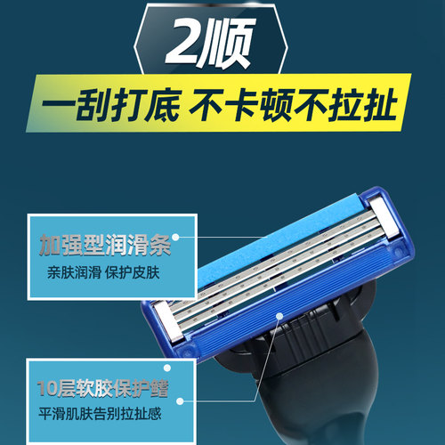 吉列锋速3突破刀片手动剃须刀三层刀头锋速3替换刀头男士刮胡刀 - 图1