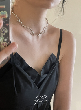 荆棘玫瑰！藤蔓锁骨链高级感项链