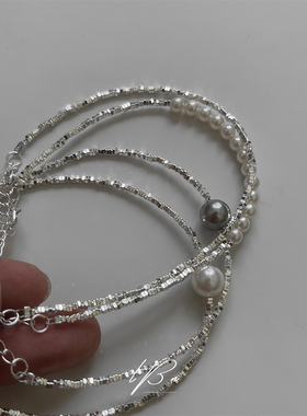 一次拿捏！珍珠碎银子串珠手链女