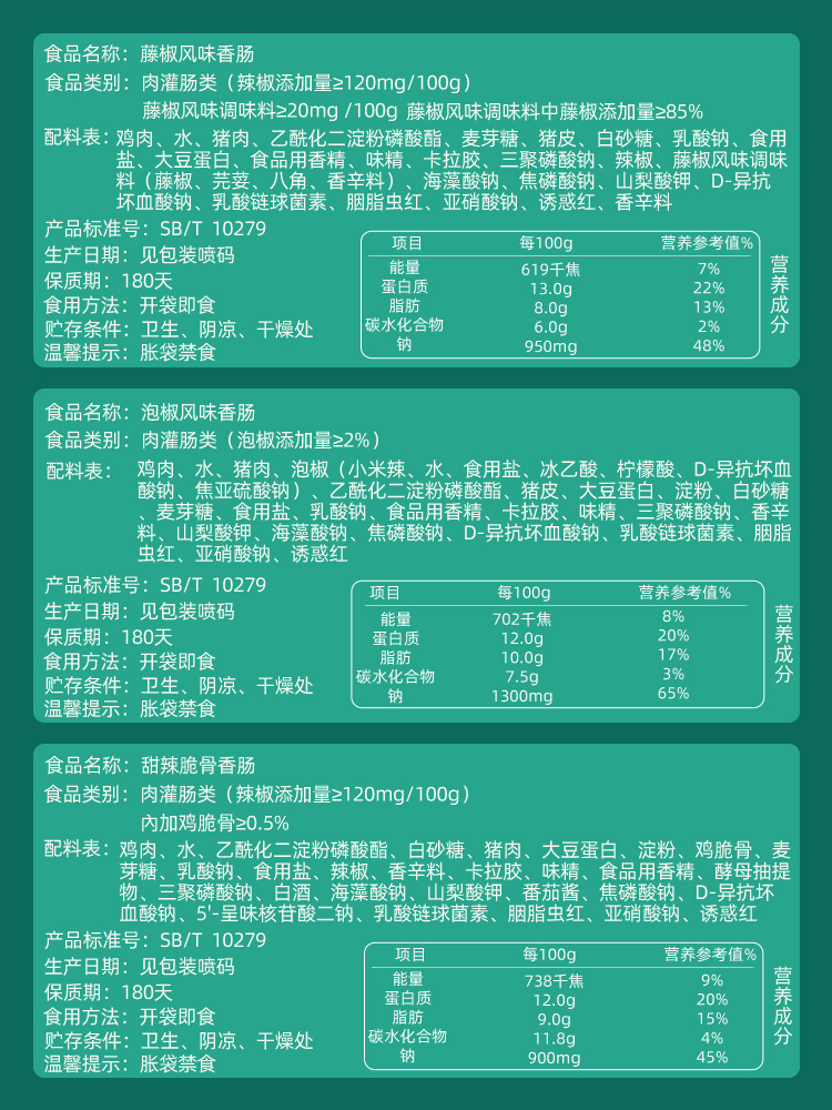 双汇藤椒火腿肠即食香肠辣吗泡面搭档甜辣脆骨肠零食泡椒风味肉肠_土巴吉食品店_粮油调味_速食_干货_烘焙-第4张图片-提都小院