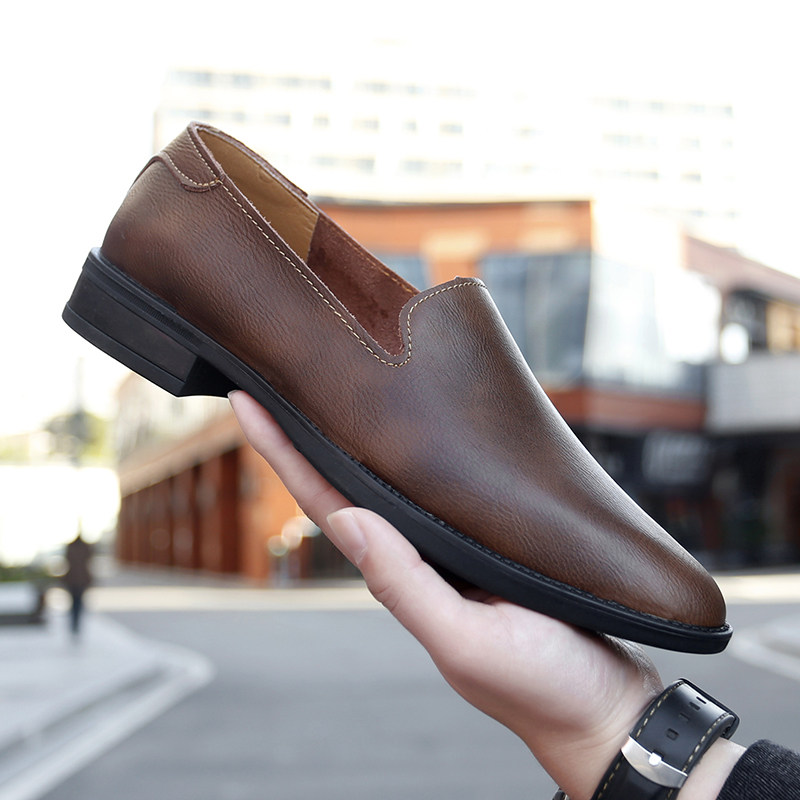 真皮休闲小皮鞋男豆豆鞋尖头软底懒人一脚蹬百搭时尚驾车鞋36小码,淘宝优惠券,粉丝福利购,淘宝优惠卷
