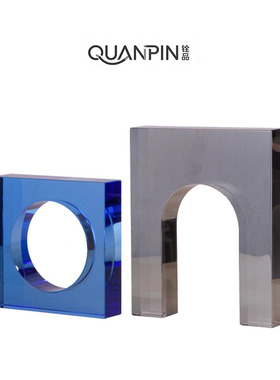 几何水晶摆件现代简约样板间软装配套轻奢北欧客厅玻璃装饰品摆设