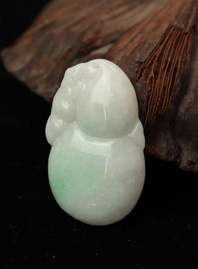 翡翠葫芦花件葫芦吊坠福寿相随吉祥物 缅甸玉A货设计感葫芦挂坠