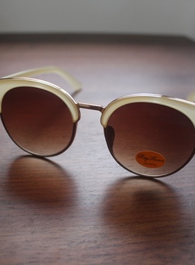 欧单圆框复古女款墨镜太阳镜防晒防紫外线uv400玉质感眼镜遮阳镜
