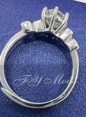 925纯银经典1克拉三叶六爪莫桑石戒指女款开口戒指时尚气质首饰