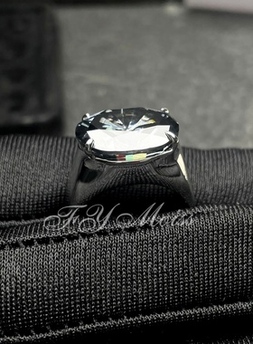 莫桑戒指镀灰色椭圆定制戒指