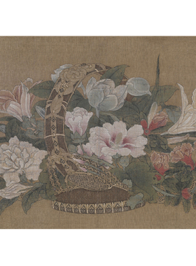 李嵩花篮图夏宋小品国画工笔花卉