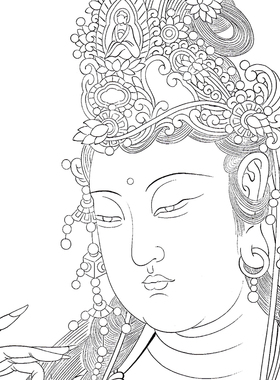 白描底稿工笔观音画像