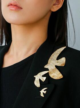 法式小众和平鸽复古胸针配饰女欧美时尚vintage复古耳饰 大衣配饰
