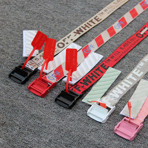 正确版本 OFF OW黄色腰带 Belt羽绒服WHITE工业风格帆布刺绣皮带 - 图3