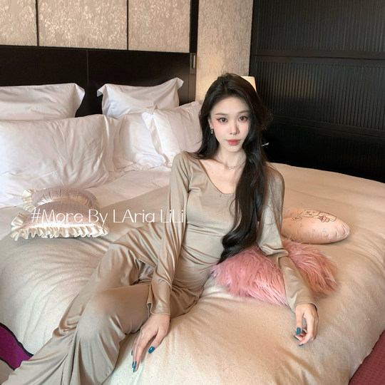 LAria Pure Desire Back View Sexy Modal Pajamas Women Spring and Autumn 2026 New Thermal Underwear Home Clothing