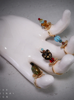 TIMEXX原创复古捷克珠手作戒指